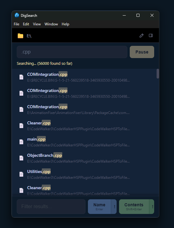 Drop a folder to start searching