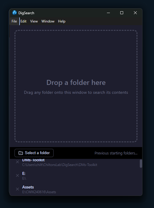 Folder history on the start screen